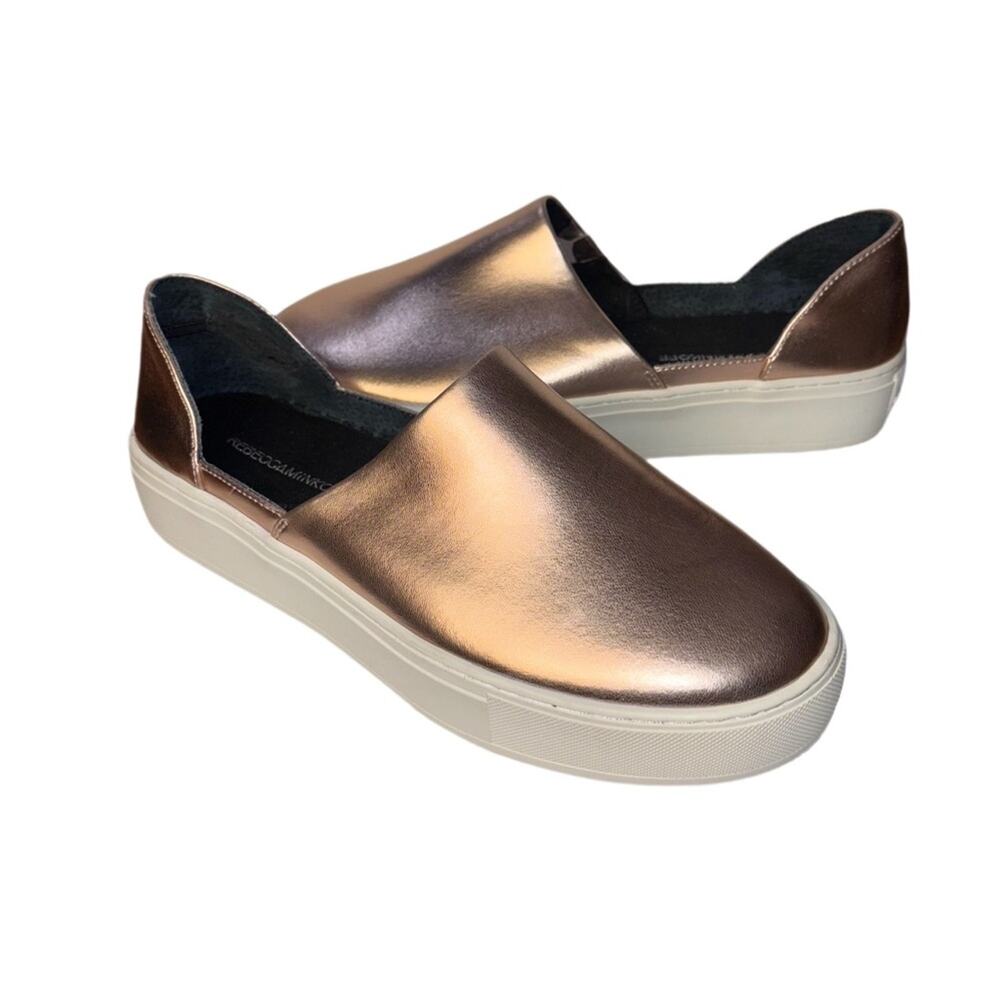 Rebecca Minkoff nana leather slip on sneakers rose gold metallic women's 8.5